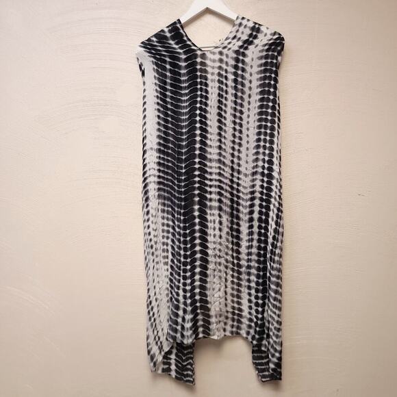 Michael Stars Wrap Scarf Tie Dye Cover Up Black White Summer Beach Swim Pool Day - Picture 11 of 12